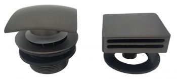 Italy Sanitair Set knopplug badoverloopcomb +vulfunctie vierkant gunmetal