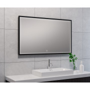 Avi spiegel rechthoek met LED, dimbaar en spiegelverwarming 100 x 60 cm mat zwart