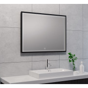 Avi spiegel rechthoek met LED, dimbaar en spiegelverwarming 80 x 60 cm mat zwart