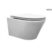 Vesta wandcloset met Flatline toiletzitting softclose en quick release glans wit