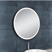 Maro spiegel rond met LED, dimbaar en spiegelverwarming 60 cm mat zwart