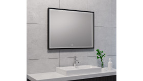 Avi spiegel rechthoek met LED, dimbaar en spiegelverwarming 80 x 60 cm mat zwart