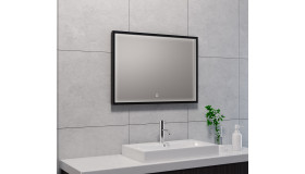 Avi spiegel rechthoek met LED, dimbaar en spiegelverwarming 70 x 50 cm mat zwart