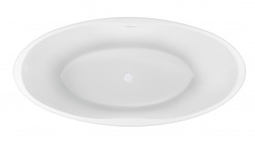 Oval vrijstaand ligbad 170 x 78 cm acryl mat wit met waste mat wit